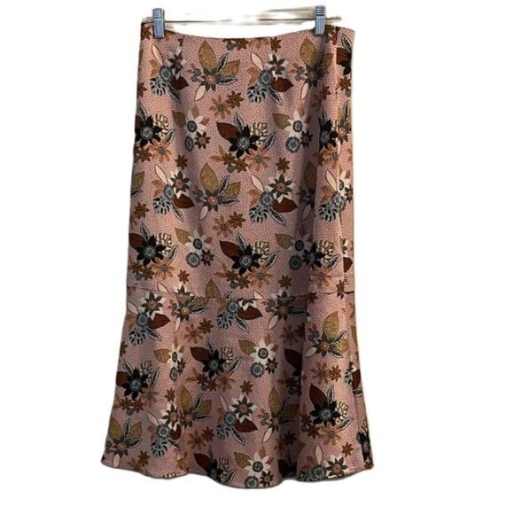 LOFT Floral Design Lightweight A-Line Skirt - Pink and Black 30" Length, Size 6 - Picture 1 of 6
